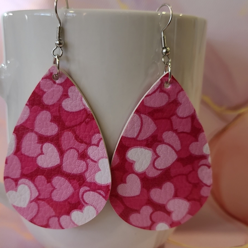 Hearts Faux Leather Earrings